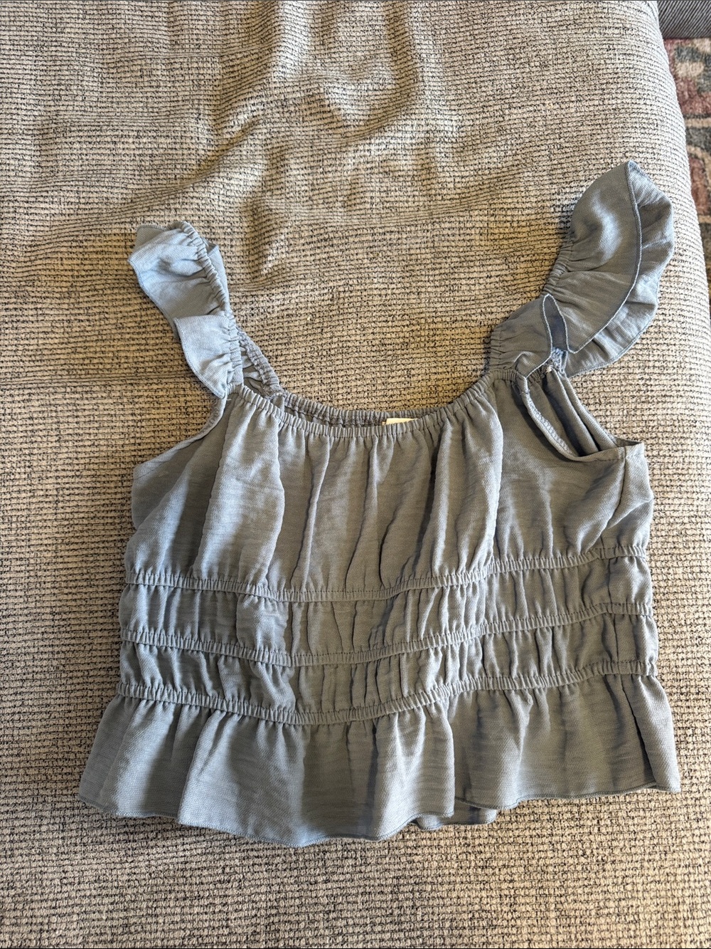 Women's light blue Ruffled Tank Top - Casual Summer Crop